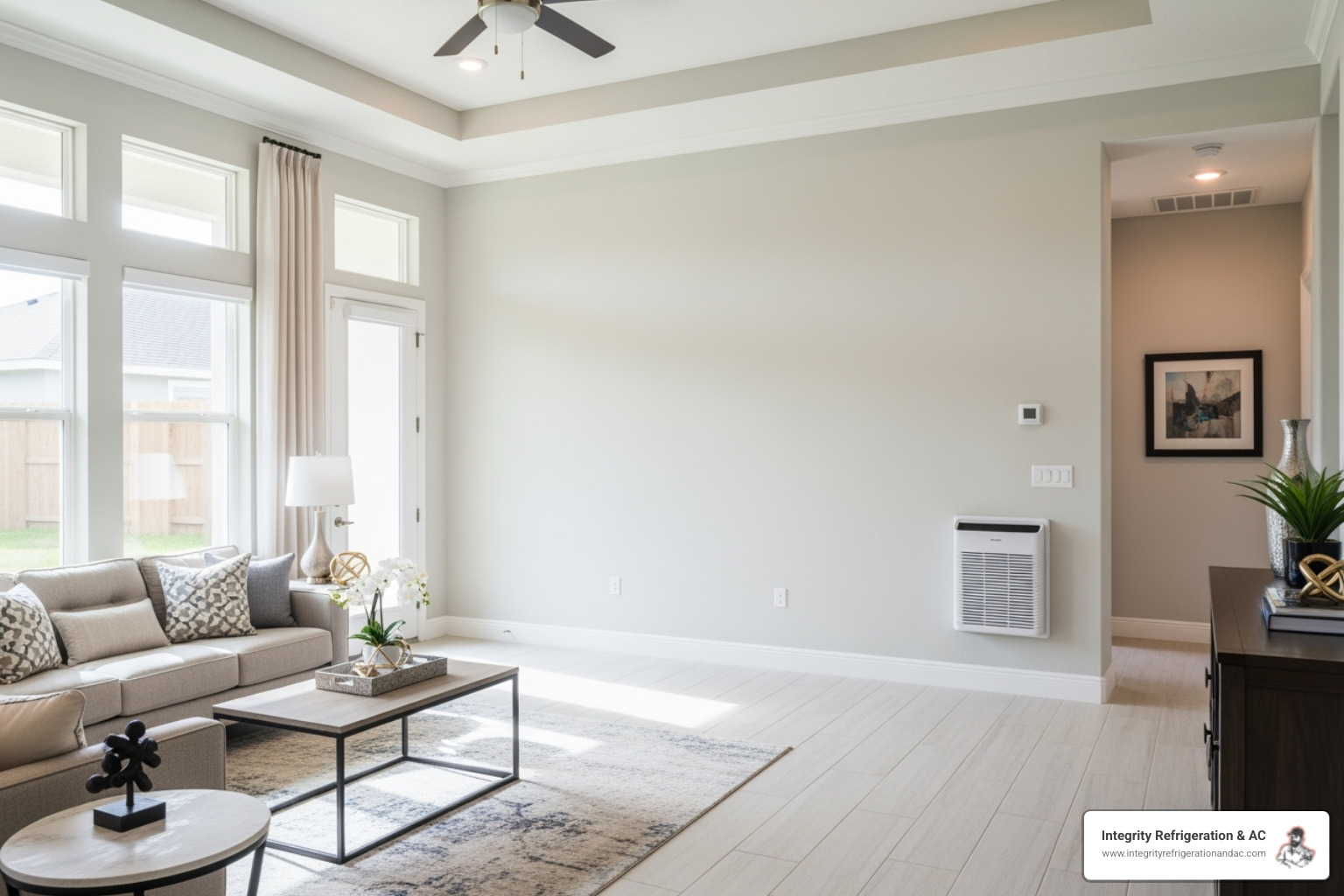 HVAC technician assessing room for ductless installation - Ductless AC installation cost