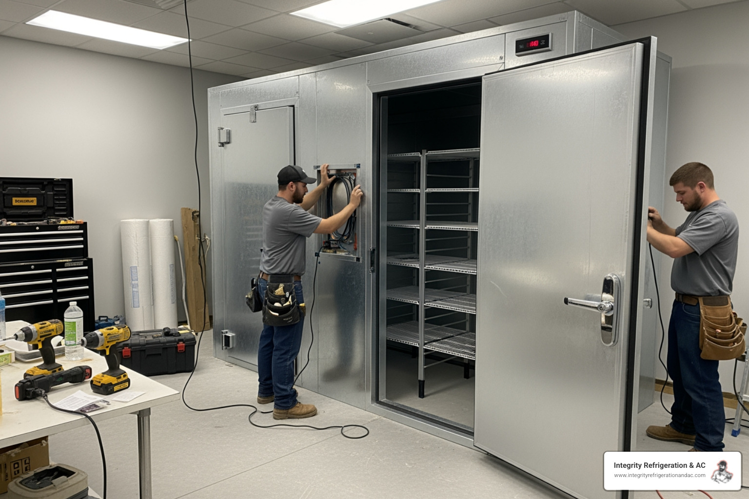 Infographic explaining the key benefits of professional refrigeration installation, such as energy savings, equipment longevity, and food safety - commercial refrigeration installation in auburndale fl