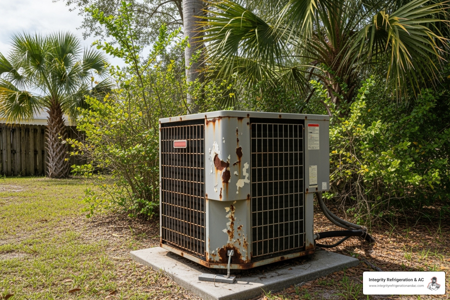Old, weathered outdoor AC unit - HVAC Installation in the Winter Haven FL