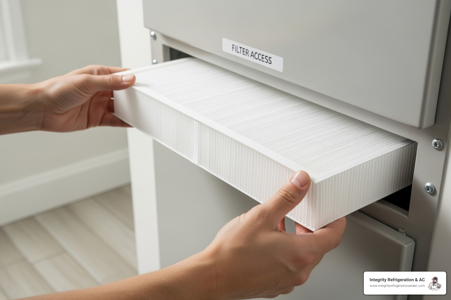 Homeowner easily changing a clean air filter - HVAC Installation in the Winter Haven FL