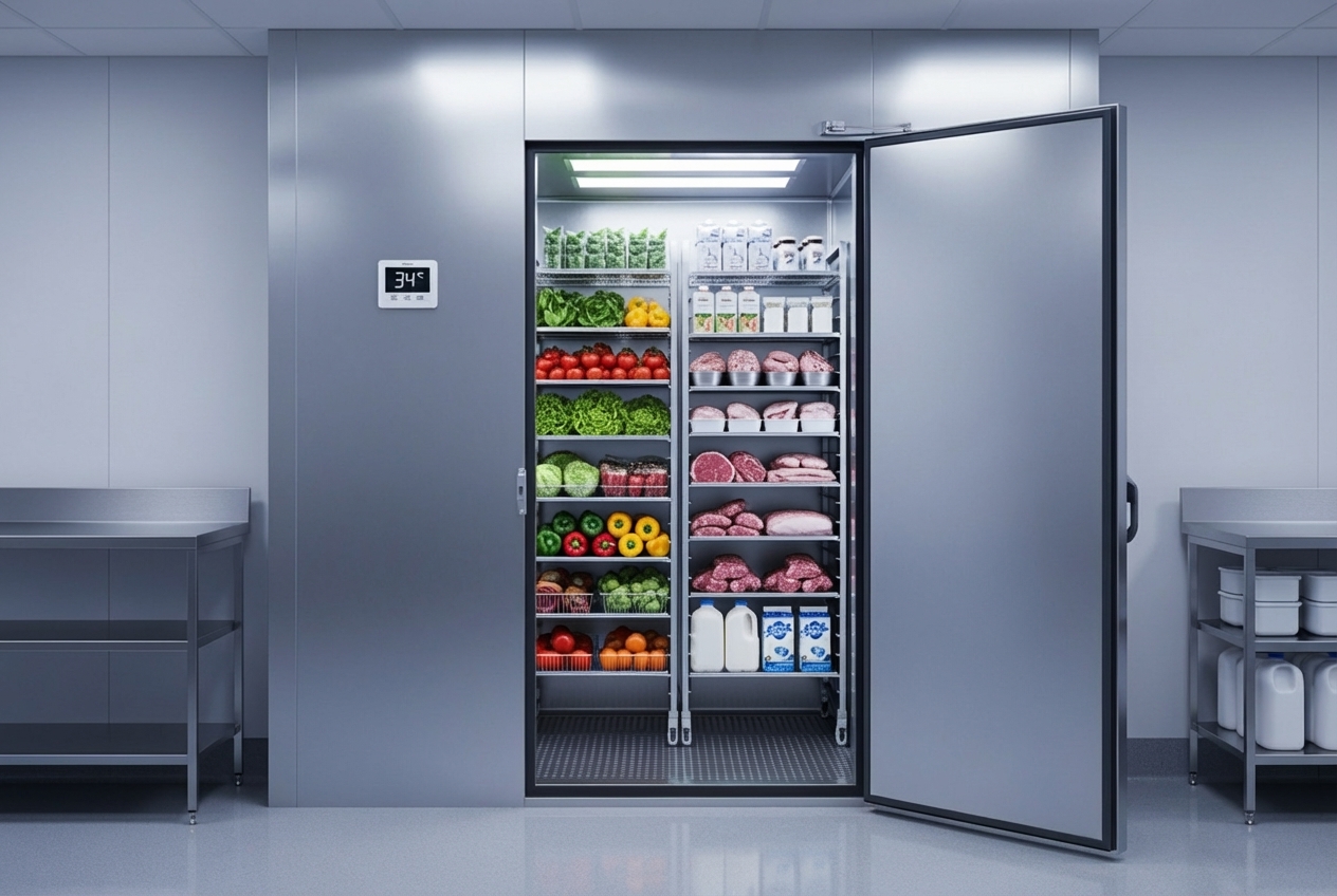 Infographic showing the key benefits of professional commercial refrigeration installation: regulatory compliance, energy efficiency, extended equipment lifespan, product safety, reduced operational costs, and minimized business disruption - commercial refrigeration installation service in winter haven, fl