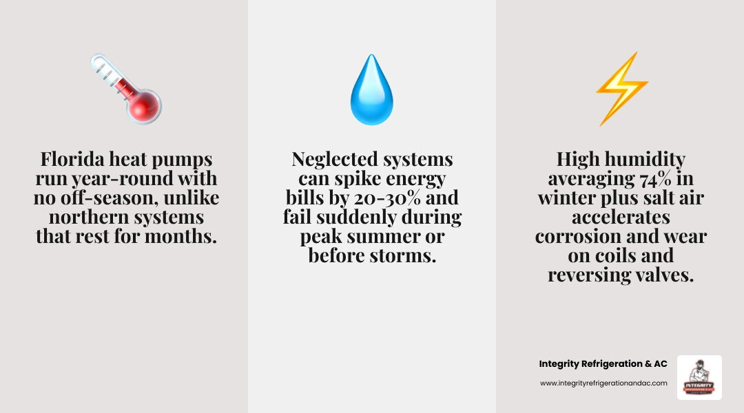 Florida heat pump maintenance checklist infographic showing monthly, quarterly, and twice-yearly tasks infographic Florida heat pump maintenance checklist infographic showing monthly, quarterly, and twice-yearly tasks infographic