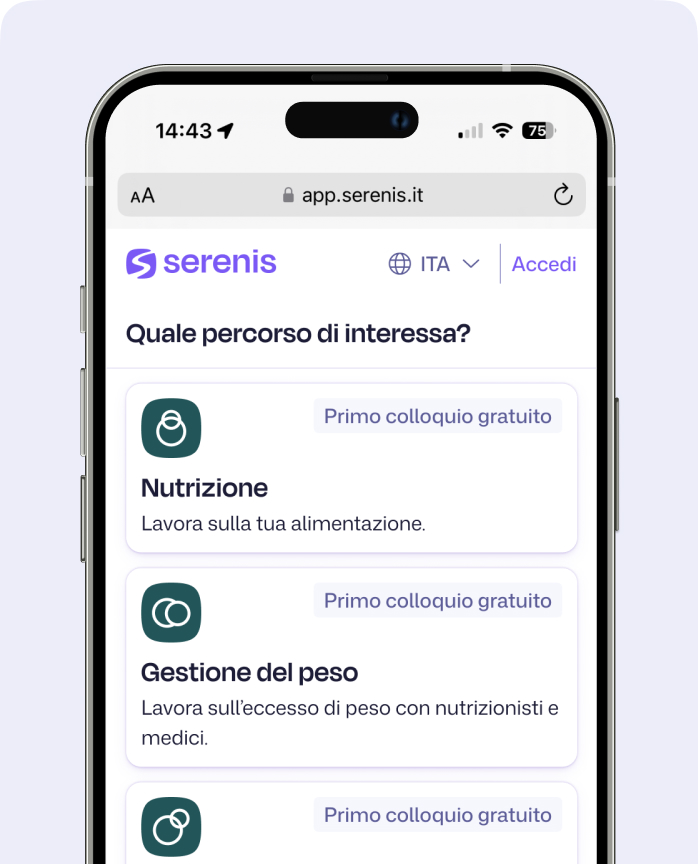 Scelta percorsi nutrizione online
