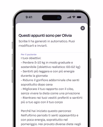 Riassunto automatico visita dal nutrizionista