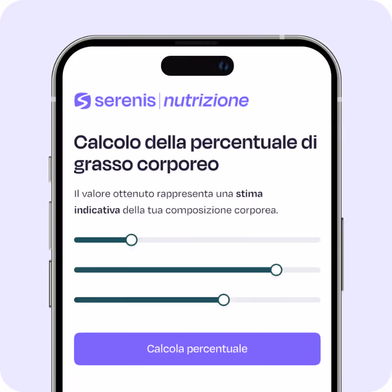 Schermata di calcolo della percentuale di massa grassa Serenis