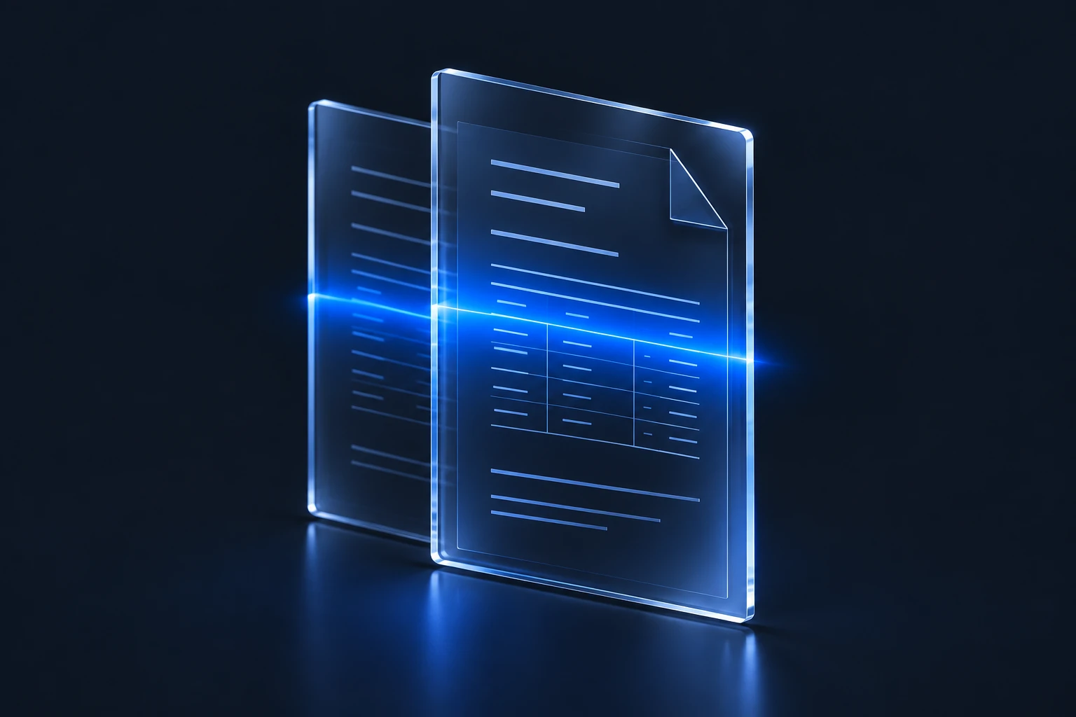 Illuminated glass invoices being scanned