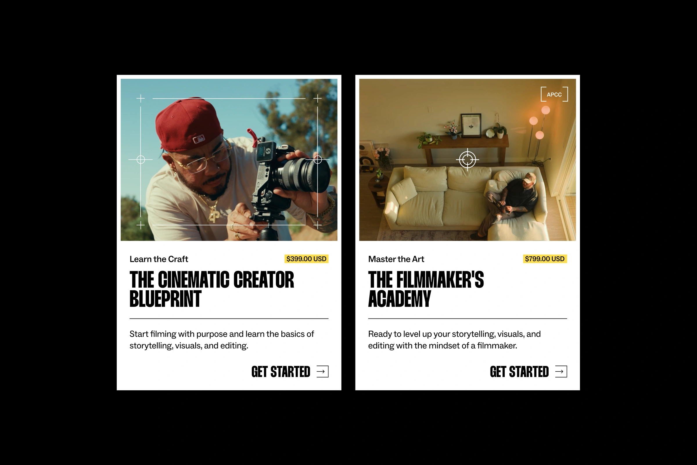 Graphic showing the product cards from the Adrian Per Content College website.