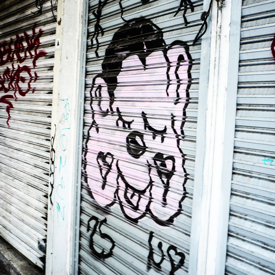 Graffiti of a cute animal face in Mexico City