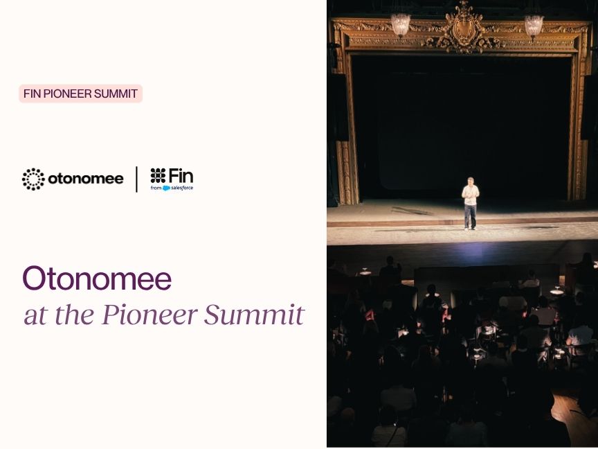 Pioneer by Fin event banner with image of speaker on stage
