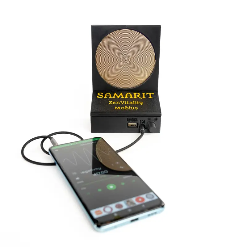 ZenVitality Mobius connected to mobile phone