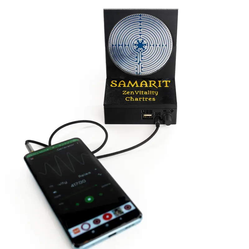 ZenVitality Chartres Labyrinth energy amplifier in use
