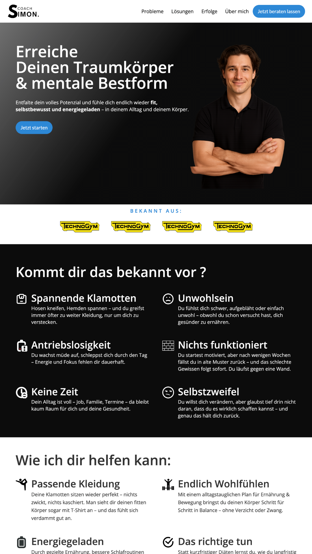 Beispiel für individuell gestaltete Unternehmenswebsite
