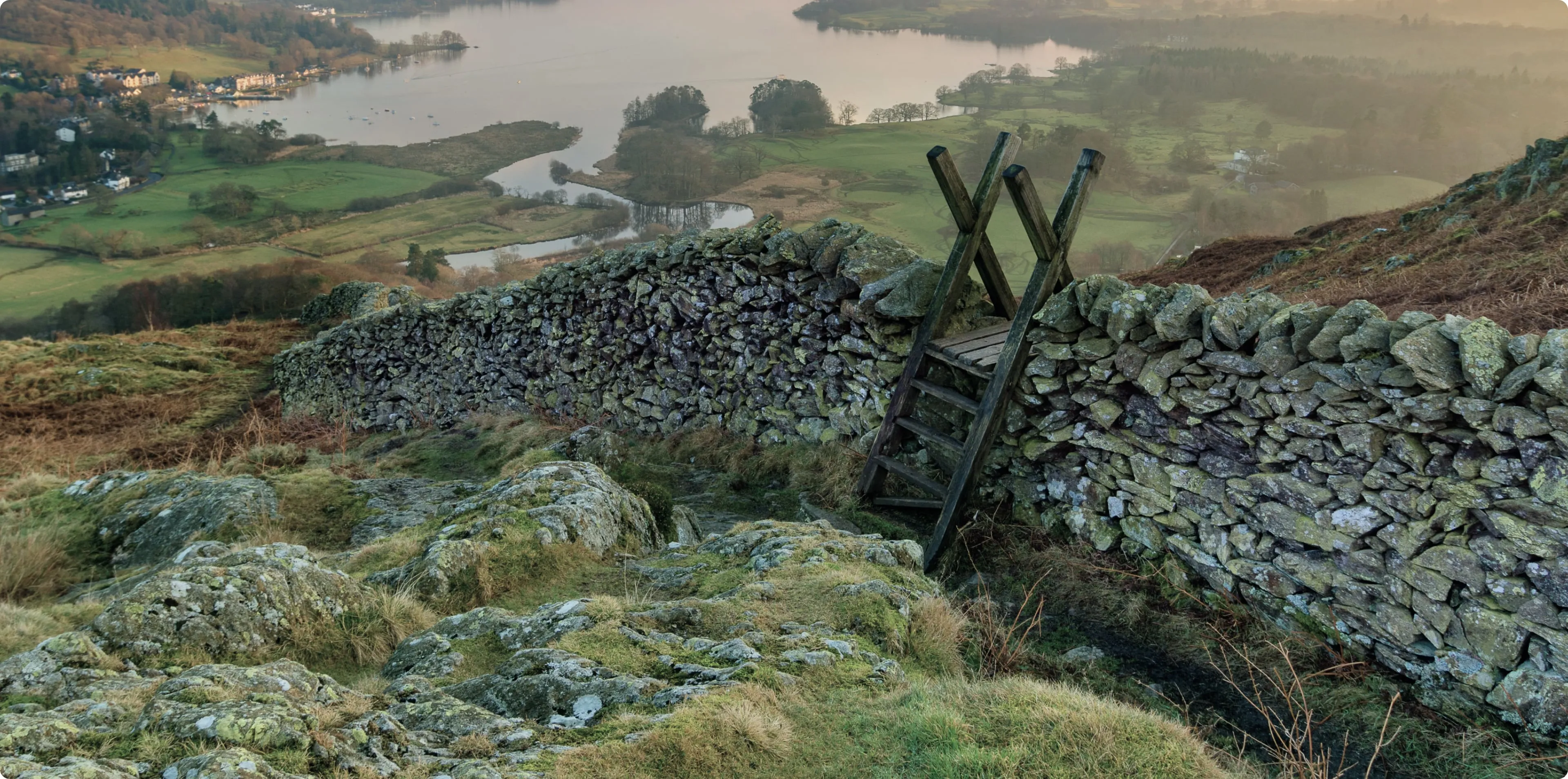 Countryside wall with steps