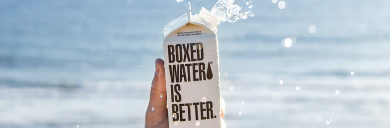 Hand holding boxed water