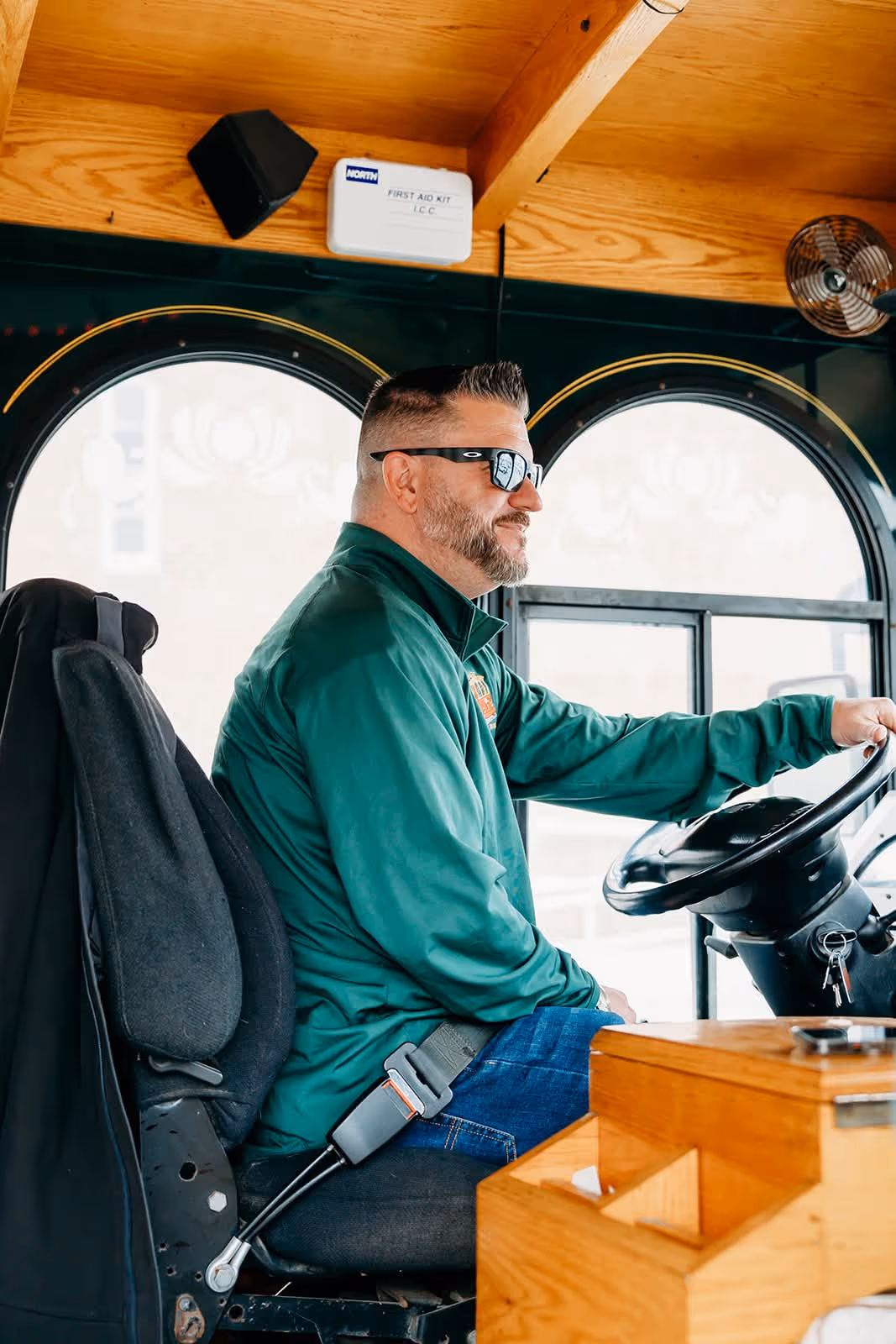 Colonial Trolley marketing photo - trolley ready for celebration
