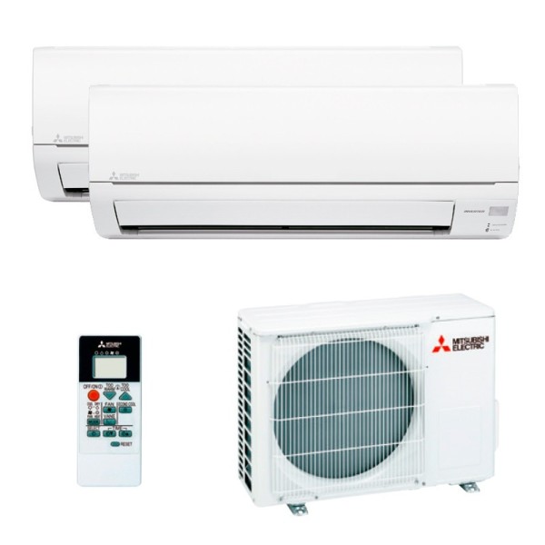 Climatisation multisplit Mitsubishi Electric avec deux unités intérieures et un groupe extérieur