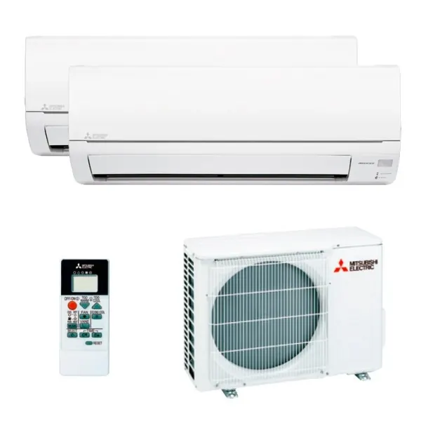 Climatisation multisplit Mitsubishi Electric avec deux unités intérieures et un groupe extérieur