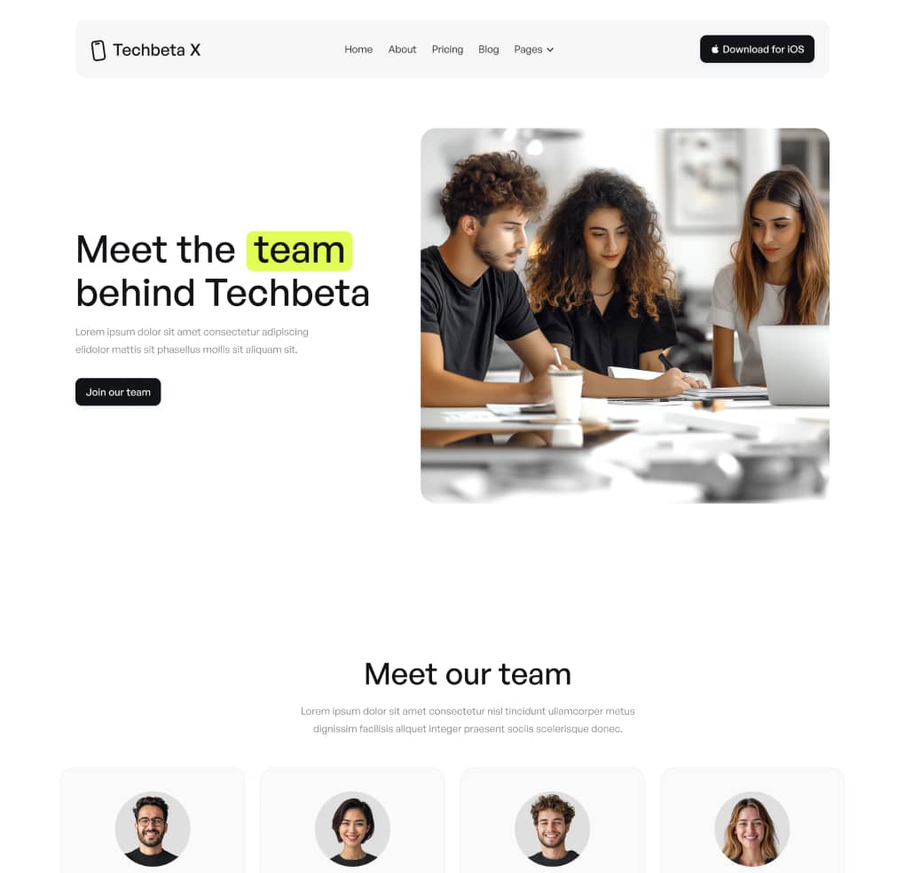 Techbeta X - About Page - Tech App Webflow Template