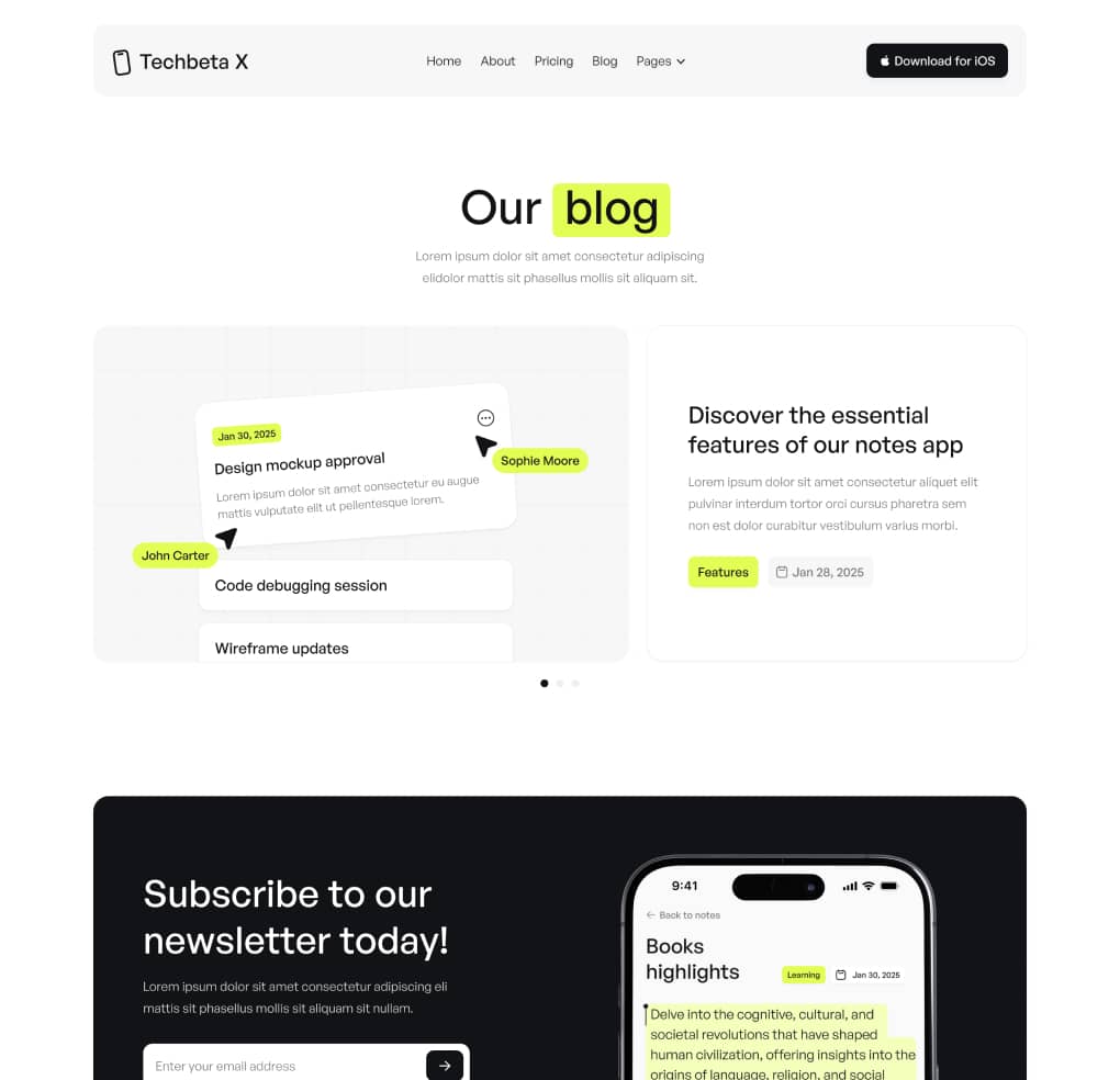 Techbeta X - Blog V1 Page - Tech App Webflow Template