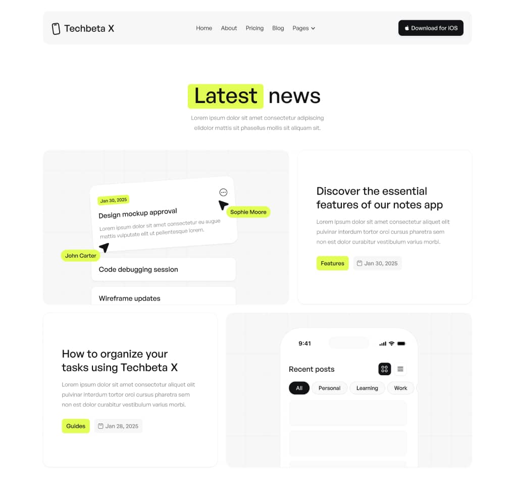 Techbeta X - Blog V3 Page - Tech App Webflow Template