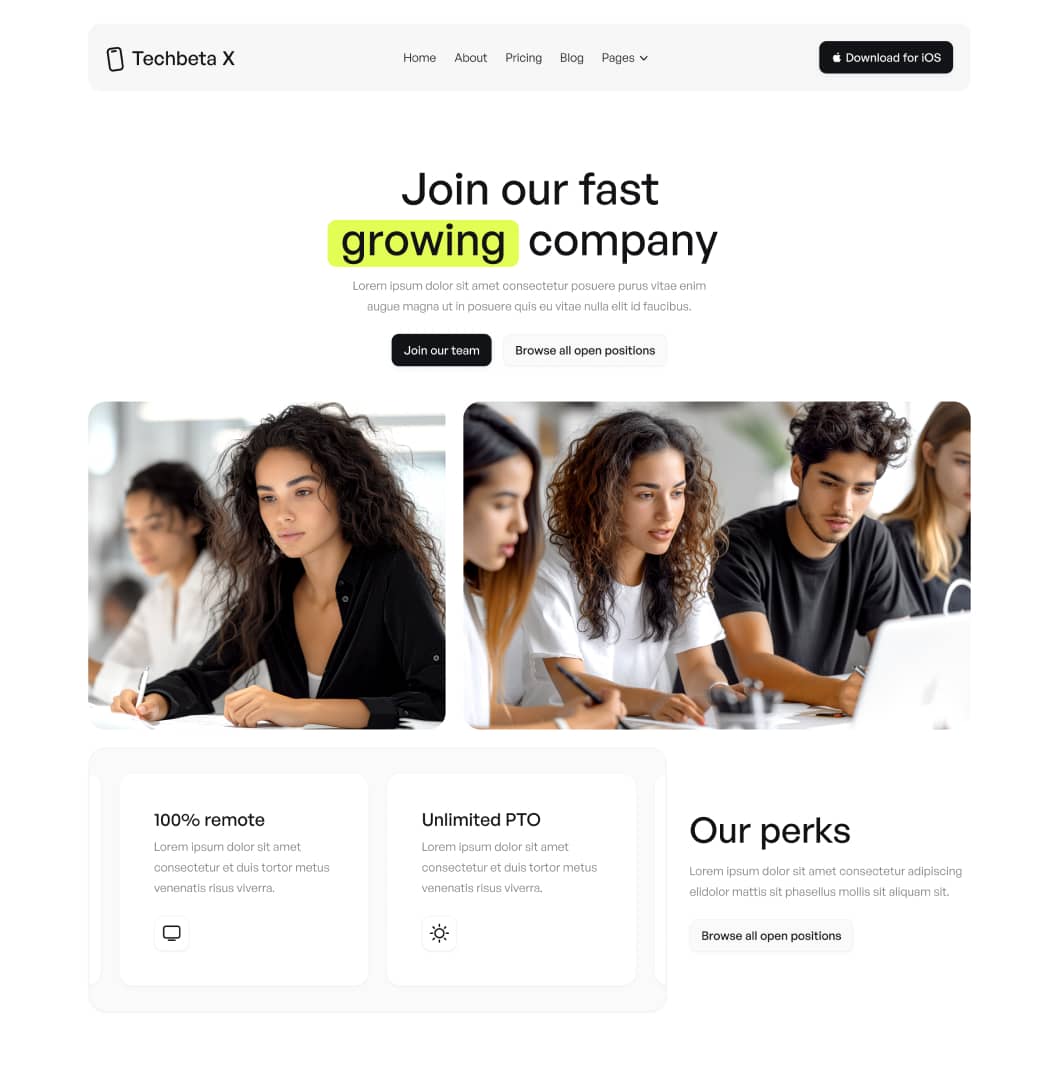 Techbeta X - Careers Page - Tech App Webflow Template