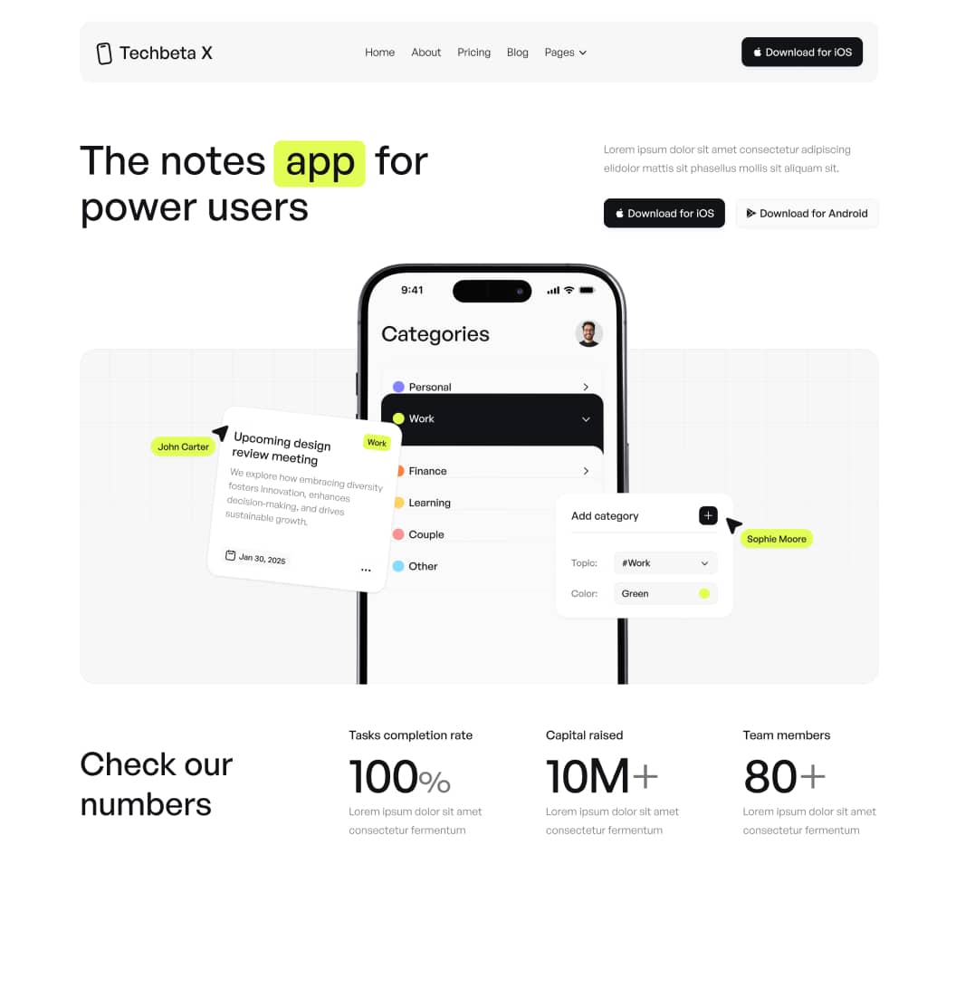 Techbeta X - Home V2 Page - Tech App Webflow Template