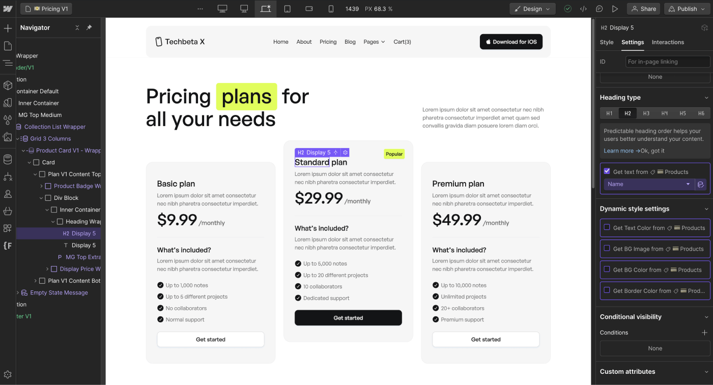 Ecommerce Content - Techbeta X Webflow Template