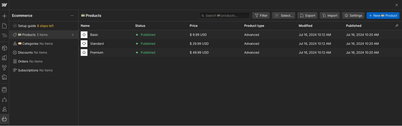 Ecomerce Collection - Techbeta X Webflow Template