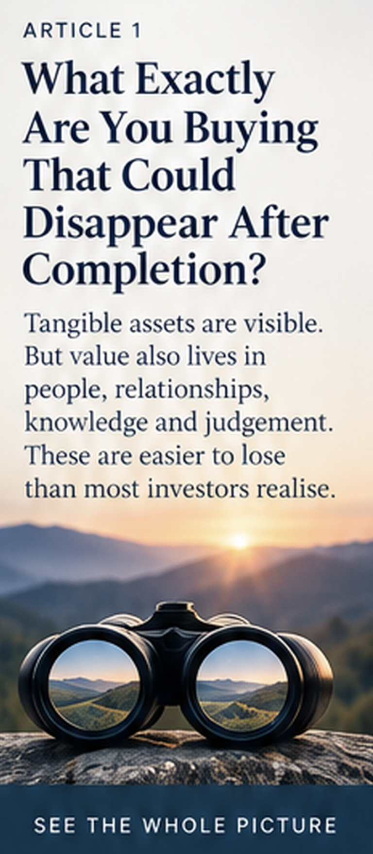 Signpost indicates how investor looks beyond visible company assets to the people, relationships, knowledge and collective judgement that create enterprise value