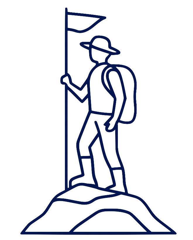 Un guide debout au sommet