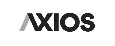 A black and white logo with the word axos.