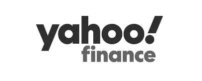 Yahoo finance logo with the words yahoo finance.