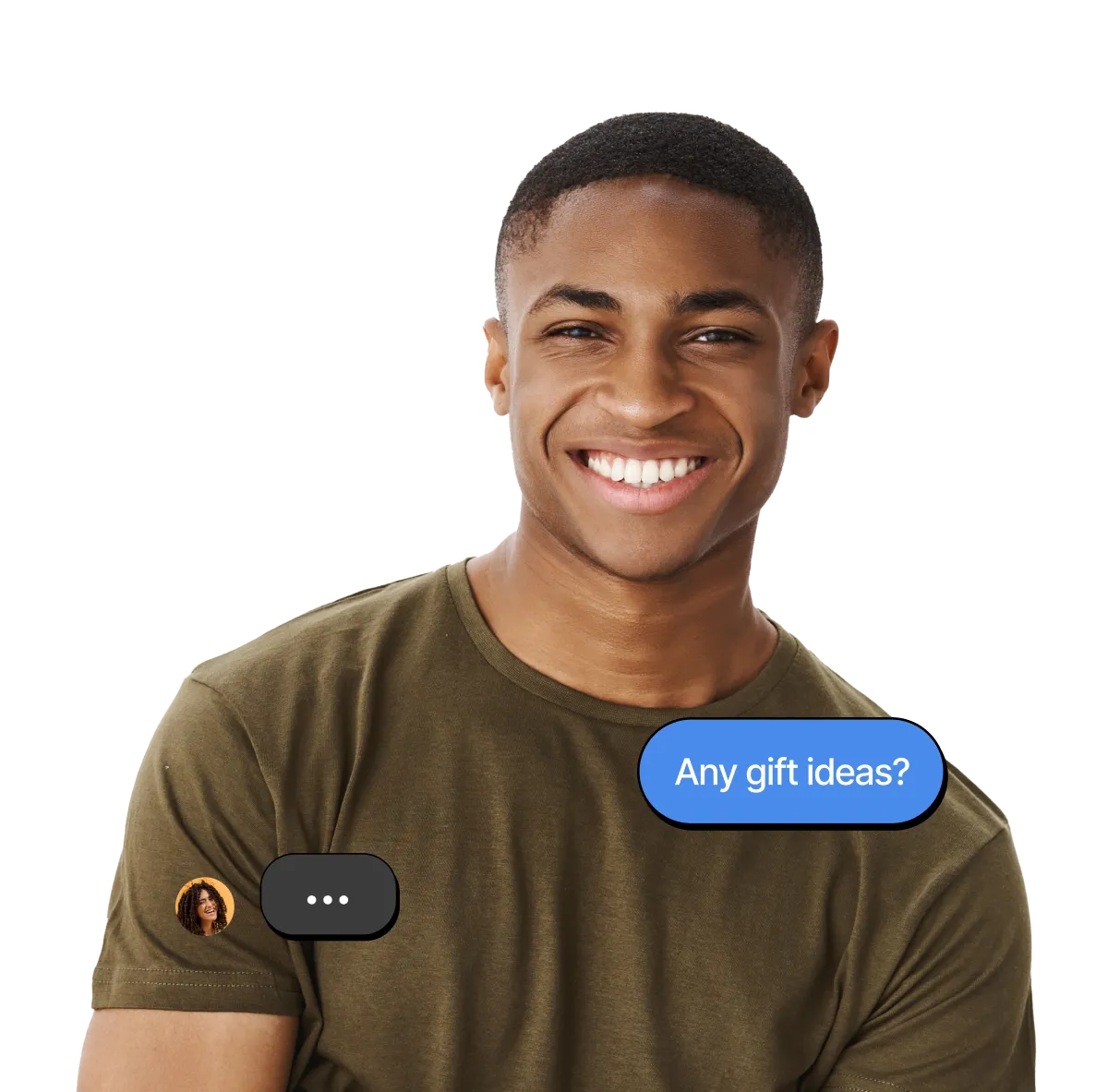 A man with a message bubble on his face.