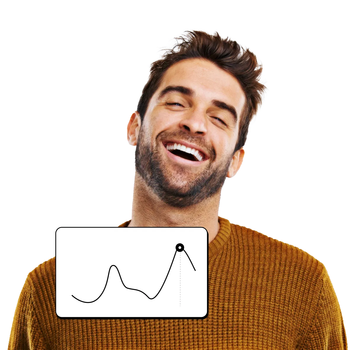 A man holding a sign with a graph on it.