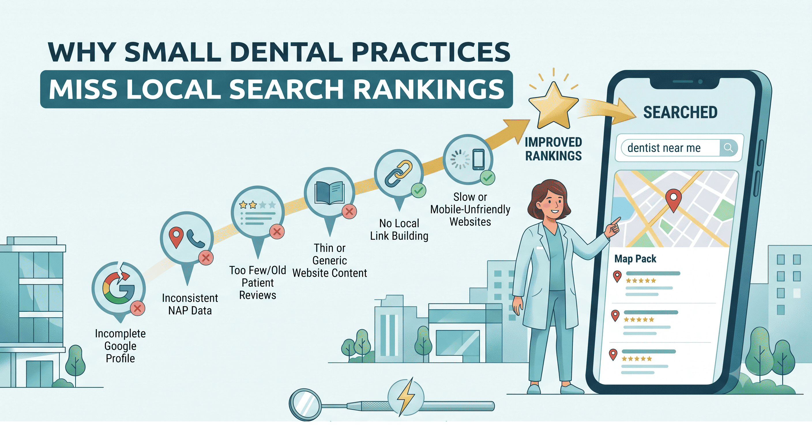 Why Small Dental Practices Miss Local Search Rankings
