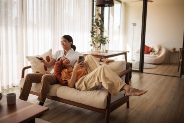 family using cellphone image