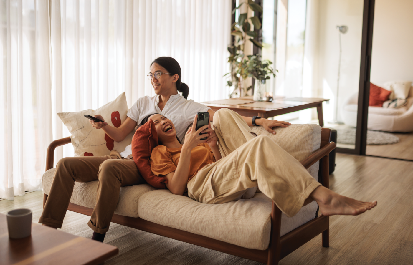 family using cellphone image