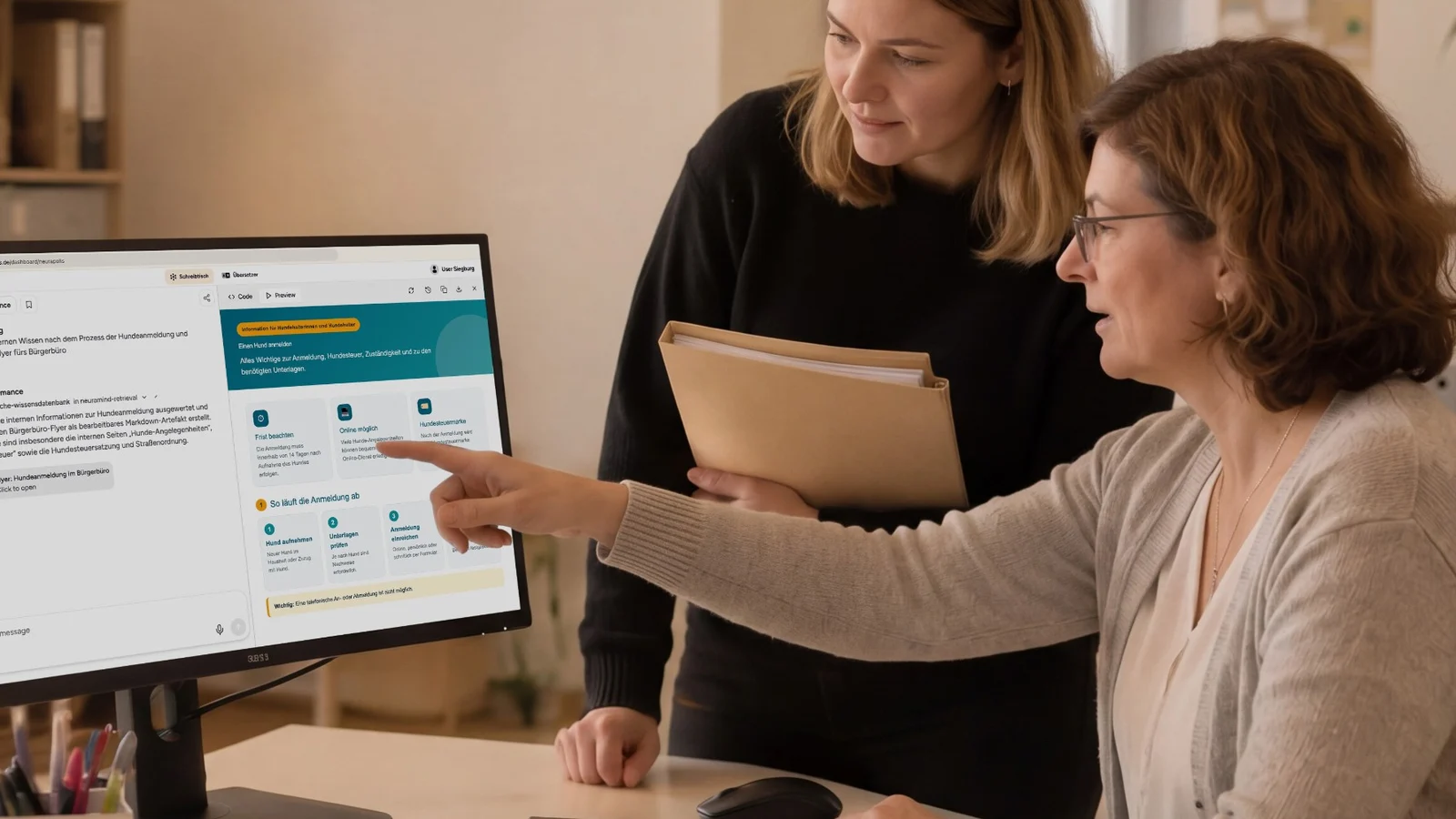 Mitarbeitende arbeiten mit neuradesk