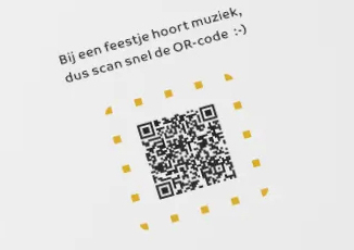 Afbeelding van de QR-code zoals deze op de kaart gedrukt wordt.