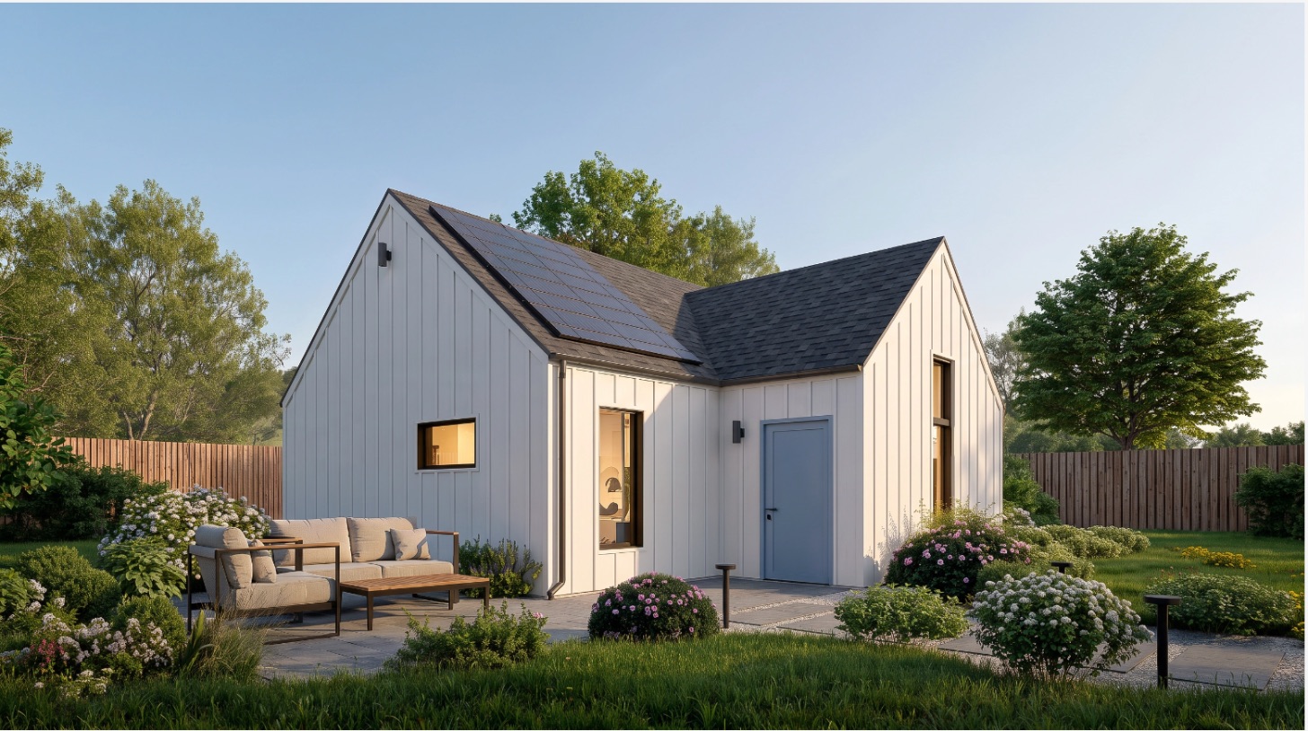 The Barnhouse 900 with board and batten with shingle roof