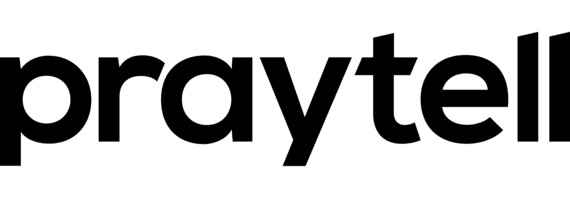 Praytell brand logo in bold black letters on white background.