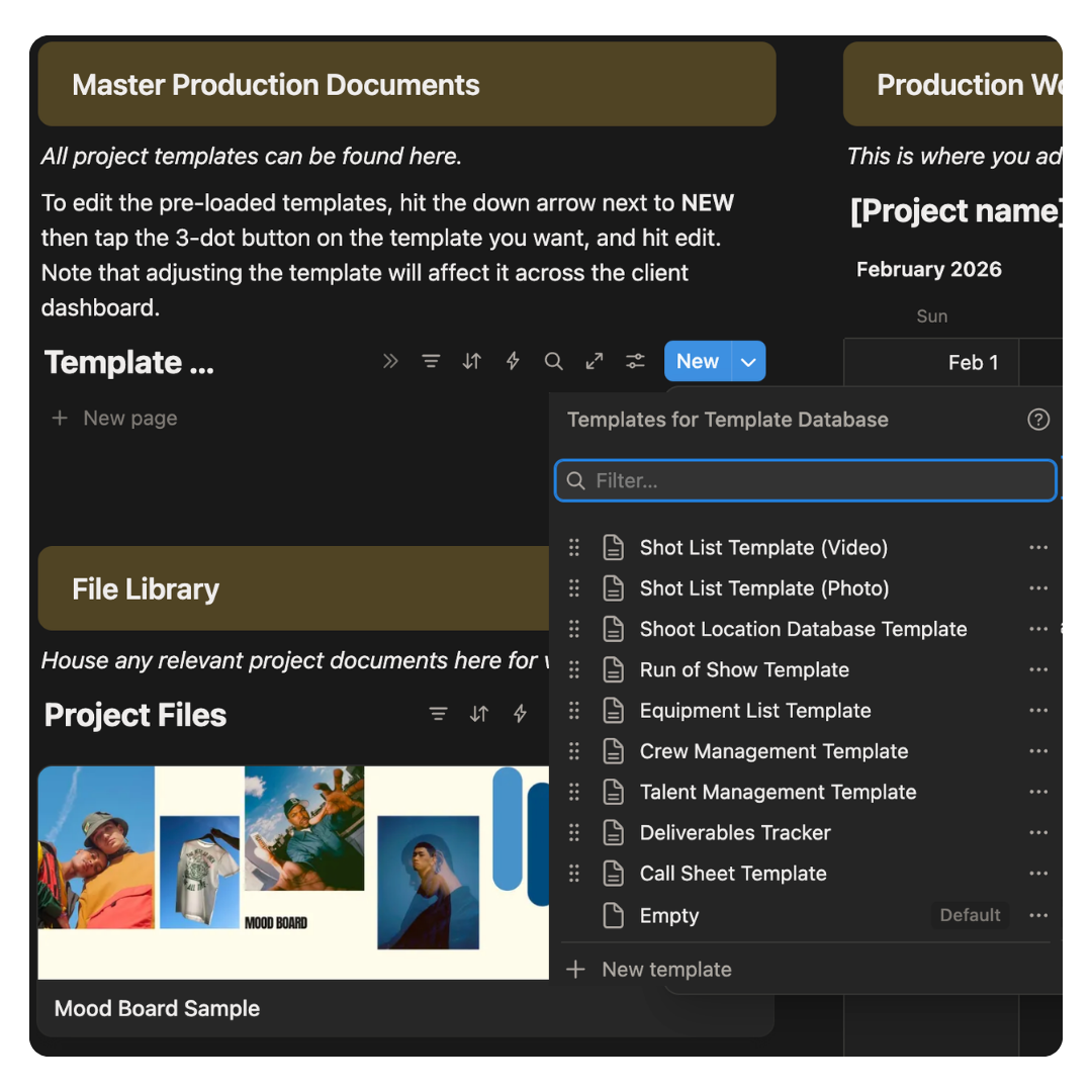 Screenshot of setOS templates library database