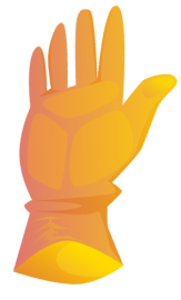 An illustration of a yellow handglove