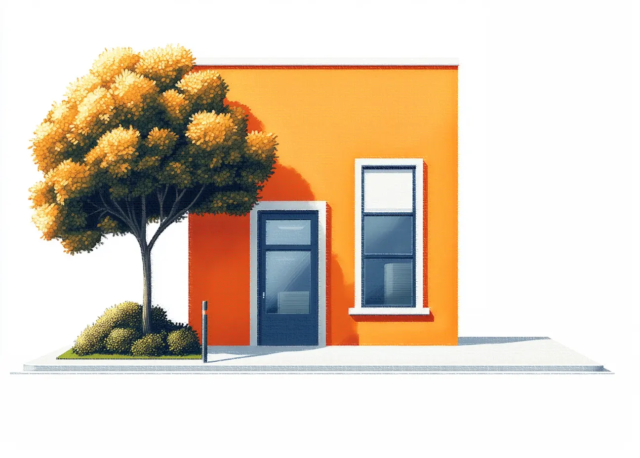 A beautiful image of a storefront, orange walls with beautiful colors