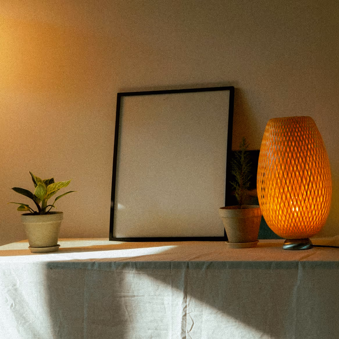 A blank picture canvas on a table.