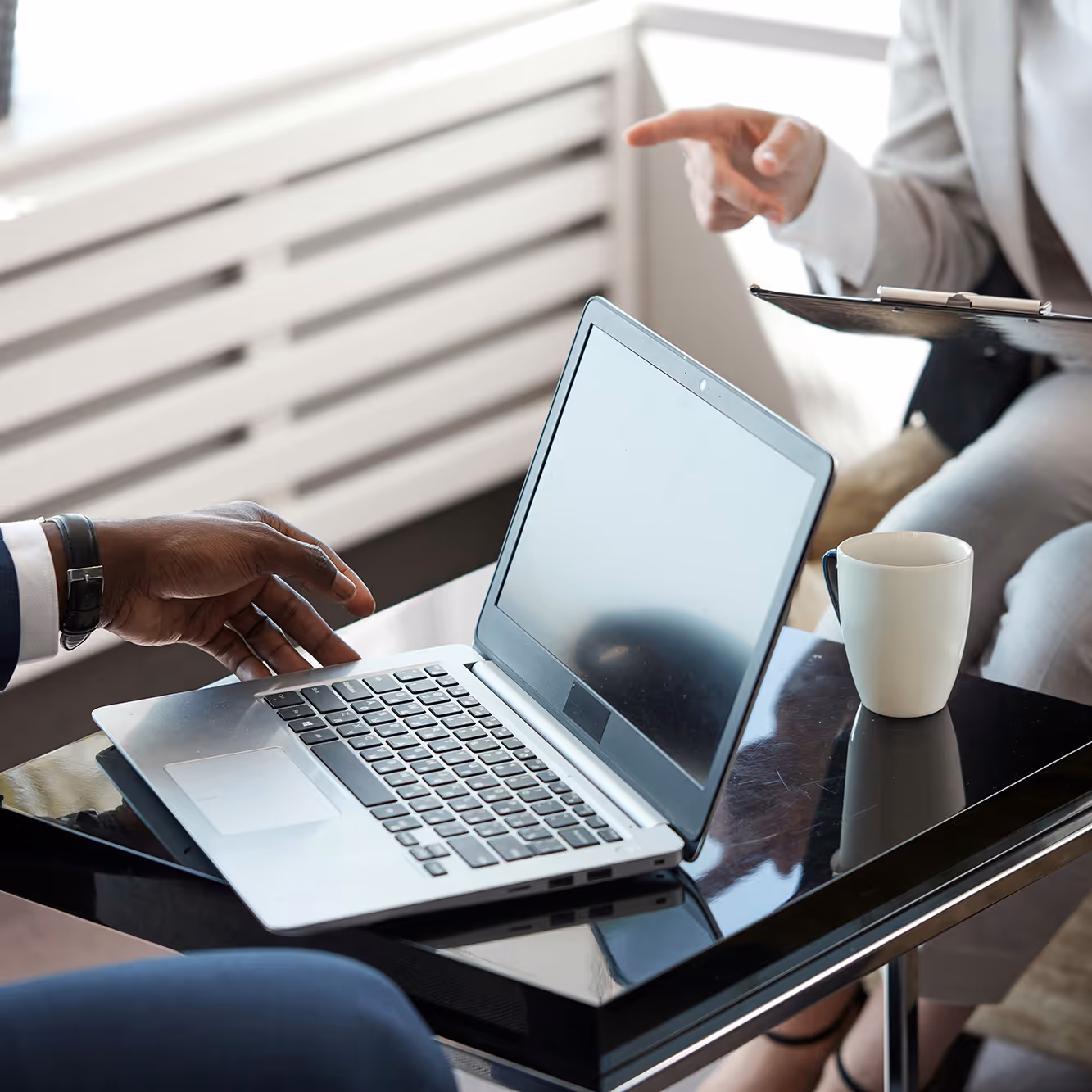 Two people having a meeting