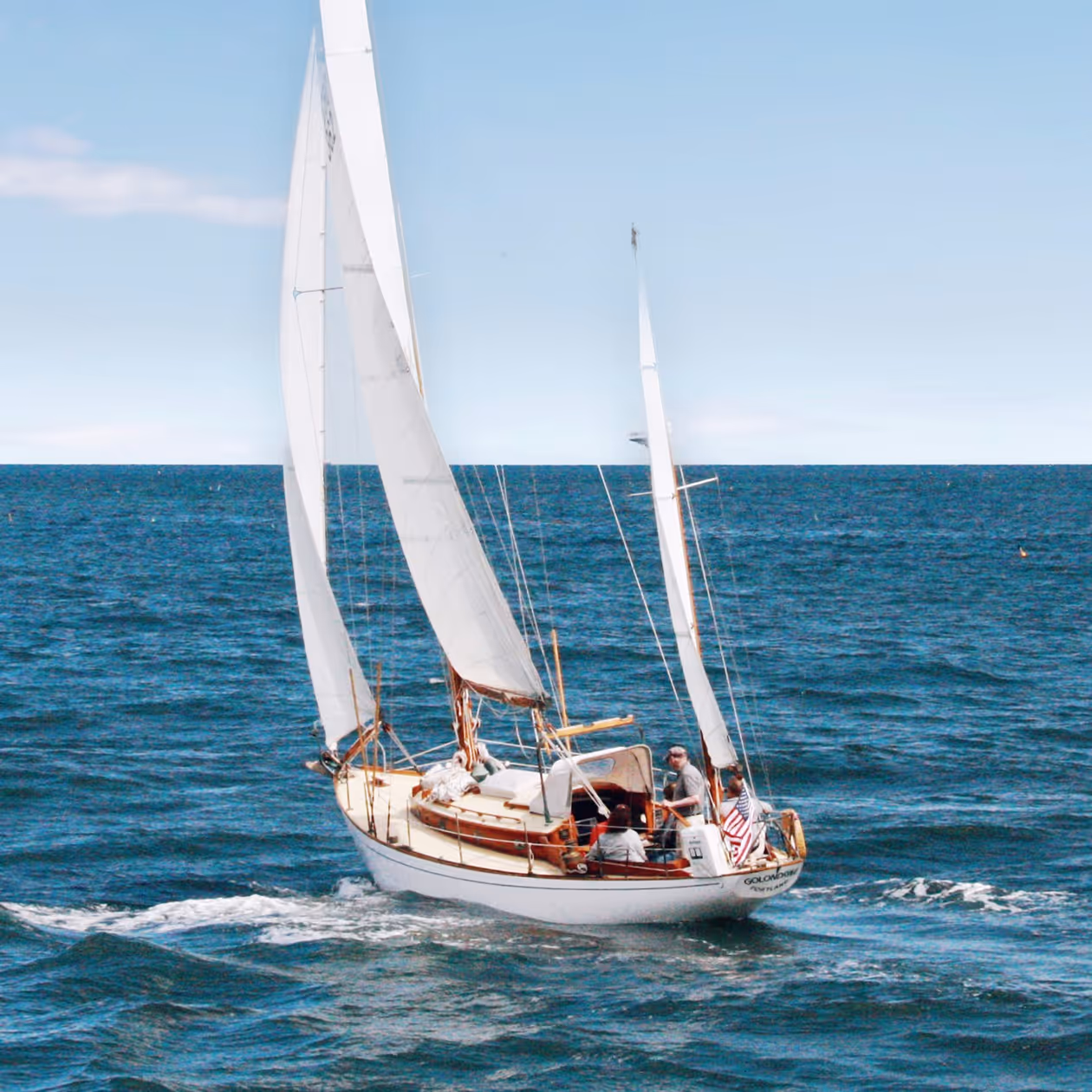 A boat sailing on the ocean