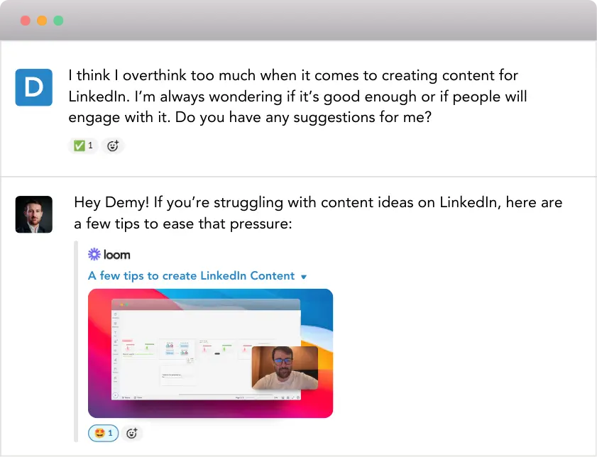 A Slack message thread