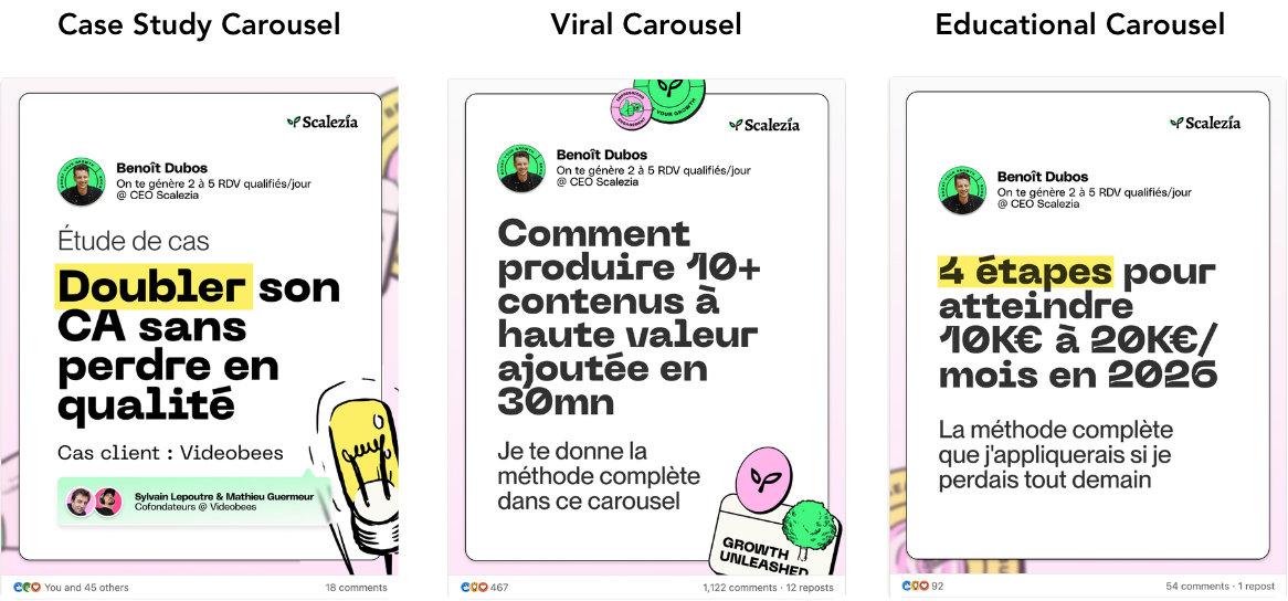 "Animated GIF showcasing LinkedIn profile insights for a Sales Director, including expertise in B2B sales, marketing, and growth strategy. Highlights audience metrics, engagement analytics, and professional expertise visualization."