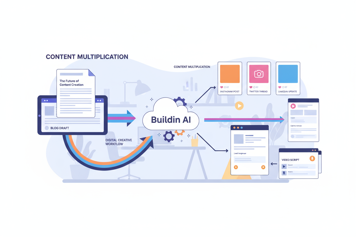 Repurposing notes and drafts into multiple content formats using Buildin AI to maximize content efficiency.